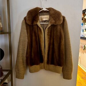 Brown Fur and Knit Jacket